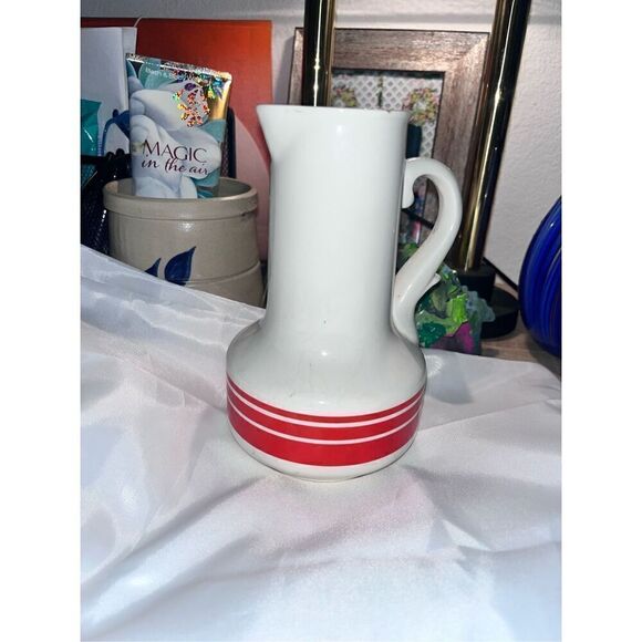 JAPAN vase spout handle red stripes Vintage - Picture 4 of 7